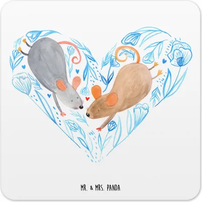 Produktbild von Mr. & Mrs. Panda Untersetzer für Gläser Mäuse Herz 15er Set - Weiß - Geschenk, Glas-Untersetzer, Freundin, Tassen-Untersetzer, Tassen, Lieblingsmensch, Coaster, Love
