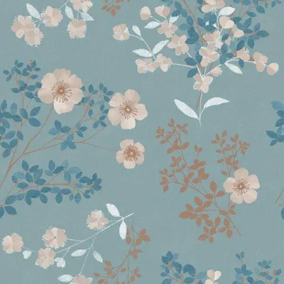 Zdjęcie produktu dla Borastapeter Tapeta kwiaty szaro-niebieskim - 660437 - 53 cm x 10.05 m