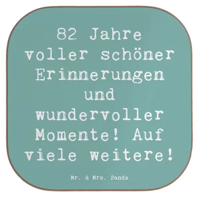 Produktbild von Mr. & Mrs. Panda Untersetzer für Gläser Spruch 82. Geburtstag - Meeresbrise - Geschenk, Happy Birthday, einzigartig, Feier, Tischuntersetzer, Tischschoner, Quadratisch