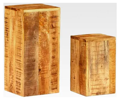 Produktbild von Pflanzenständer 2 Stück, Holz Blumenständer für Wohnzimmer, Blumensäule Deko, Blumenhocker Dekosäule Beistelltisch, Massivholz Mango