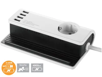 Zdjęcie produktu dla 4-kierunkowa biurkowa stacja ładująca USB z gniazdem dla stacji dokującej do smartfonów / tabletów