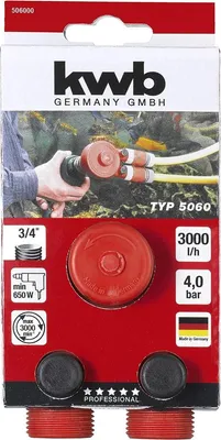Produktbild von kwb Kombi-Pumpe P60 Bohrmaschinen-Pumpe 3000 l/h, selbstansaugend, Gewinde-Anschluss R 3/4 , f. Schlauch-Adapter 44593 und 44654 Zoll,  Germany