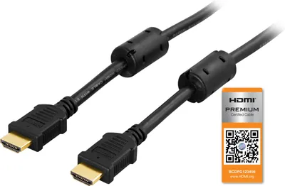Image de DELTACO Câble HDMI Premium High Speed, 4K à 60Hz, HDR, 0,5m, noir