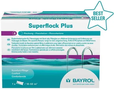 Produktbild von Bayrol SuperFlock Plus 1 kg flokulace 8 kartuší Dlouhodobý účinek Průhlednost bazénu