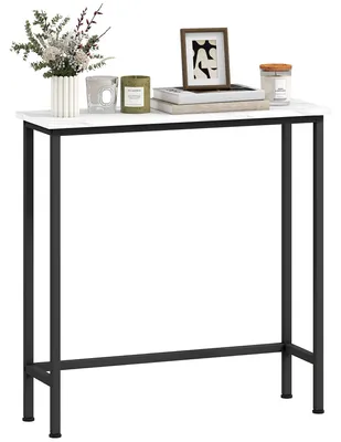 Produktbild von Konsolentisch, 75 cm, Tischplatte in Marmoroptik, Metallgestell, moderner wei?-schwarzer Stil