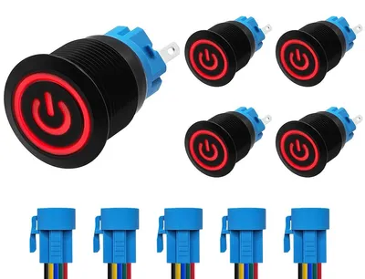 Produktbild von ProRide Drucktaster ON/OFF 19 mm Metall, Rot, Wasserdicht, 5 Stück