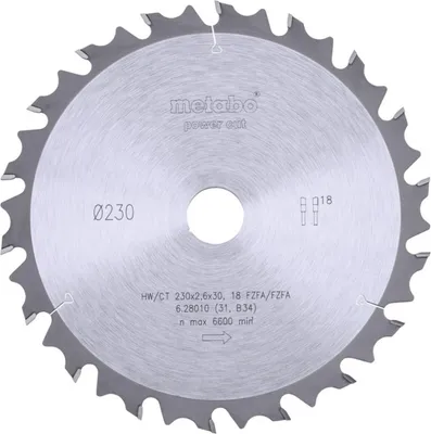 Produktbild von Metabo Sägeblatt power cut wood - professional, 230x30, Z18 FZ/FA 10°