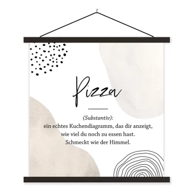 Produktbild von MuchoWow® Textilposter Sprichwörter - Pizza - Wörterbuch - Zitate - Pizza definition 60x60 cm mit schwarzem Rahmen - Posteraufhänger