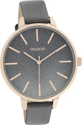 Produktbild von Oozoo Leder Damen Uhr Analog Quarzuhr Armband grau Timepieces D2UOC11033
