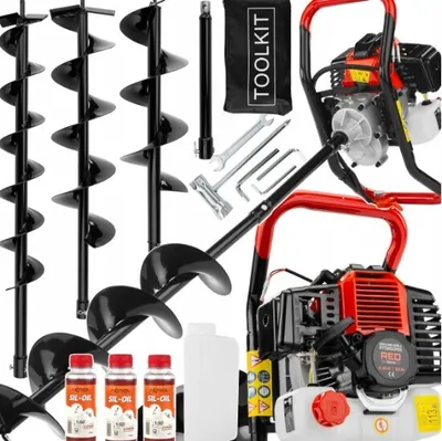 Produktbild von Benzin Erdbohrer 6 PS 3 Bohrer + 300ml Öl Erdlochbohrer Pfahlbohrer Erdbohrgerät