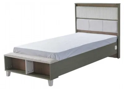 Produktbild von Kindermöbel Garnitur Kinderzimmer Bett Kinderbett Grau Holz Set 4tlg