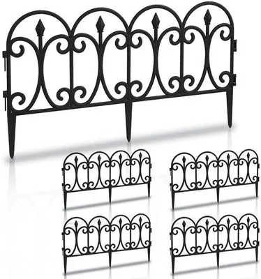 Image de Clôture décorative en plastique - 30 cm - noire - 25 pièces - décorative