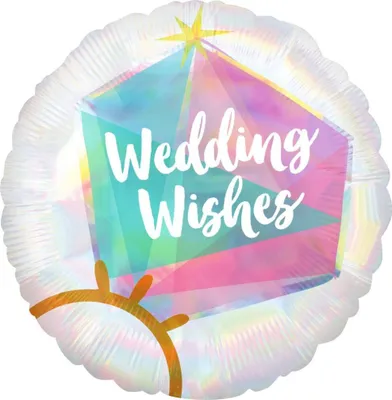 Obrázok produktu pre 18"/Ø43cm Fólia balón "Wedding Wishes" Irisierend