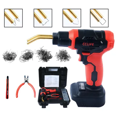 Produktbild von 20W Kunststoff Schweißgerät, Reparatur Werkzeug für Auto Stoßstange, mit 200 Edelstahl Heftklammern (4 Typen), Pinzette und Cutter(Ohne Akku)