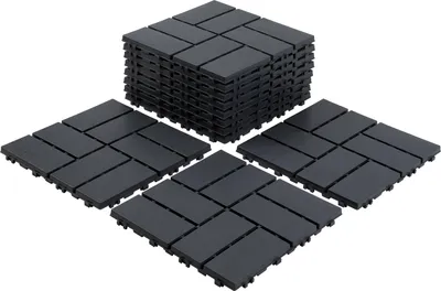 Immagine prodotto di Izrielar 22 pezzi di piastrelle per terrazza 2 m², 30x30 cm Piastrelle in plastica Piastrelle a incastro Piastrelle per balcone Effetto legno, resistenti alle intemperie, antiscivolo, antracite 8 strisce