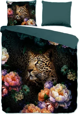 Produktbild von Descanso Bettbezug "Blumen mit Leopard" - multi - (200x200/220 cm) - Baumwolle Satin