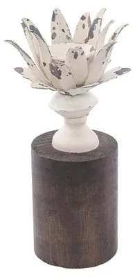 Image de Bougeoir en sapin et en métal, diamètre 8 cm, hauteur 22 cm