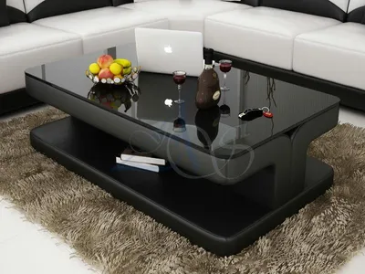 Image de Designer Couchtisch Polster Tisch Leder Glas Moderner Tische Glastische #SB775