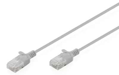 Produktbild von Digitus CAT 6 U-UTP Slim Patchkabel, 1 m, Grau, 1 m, Cat6, U/UTP (UTP), RJ-45, RJ-45, Grau