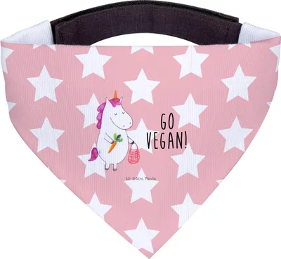 Produktbild von Mr. & Mrs. Panda Tuch Einhorn Vegan - Rot Pastell - Geschenk, Veganismus, Rohkost, Halstuch Hund, Gesund Leben, Hundehalstuch, Unicorn, essen, Veganer, Hunde, Für
