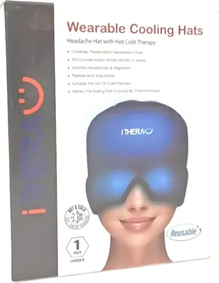 Produktbild von iTHERAU Migräne Maske - Migräne mütze Kopfschmerzen & Migräne Relief Hut Kühlmütze kühlpacks kühlende schlafmaske migräne haube migräne kappe