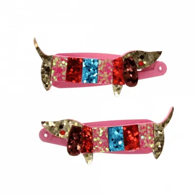 Produktbild von Glitzer Haarspange Dackel Haarklammer 2-tlg. Set ca. 5,3 x 2,2 x 0,7 cm