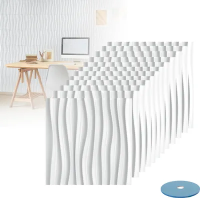 Produktbild von LZQ PVC Fliesenaufkleber 50x50 cm selbstklebende Fliesen-Folie für Bad & Küche entfernbare Klebe-Folie für Wandfliesen Küchenrückwand & Bordüren, 12 Klebefliesen, Typ D Weiß