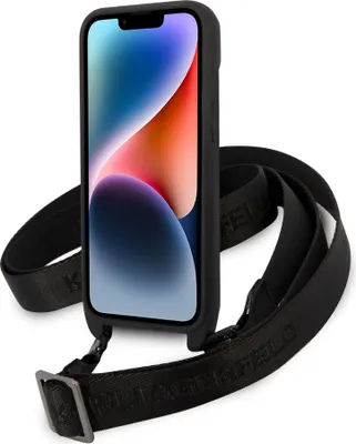 Obrázok produktu pre Karl Lagerfeld KLHCP14SSTMMK iPhone 14 / 15 / 13 6,1" Hardcase black/black Monogram Plaque Logo Strap Protective Cover