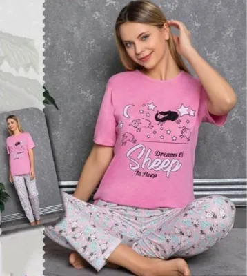 Produktbild von Damen Pyjama Schlafanzug Rosa L Kurz 2-Teiler Set C-82