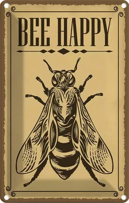 Produktbild von vianmo Blechschild 18x12 cm Bee happy Biene Honig Imkerei