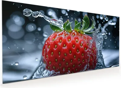 Produktbild von Küchenrückwand Spritzschutz Glas mit Motiv Erdbeere Splash 40 x 40 cm