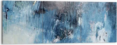 Produktbild von Bild auf Leinwand - Leinwandbild - 3 Teile - Abstraktion Blau Schwarz - 150x50cm - Wand Bild - Wanddeko - Wandbilder - Leinwanddruck - Bilder - Wanddekoration - Leinwand bilder - CA150x50-4155