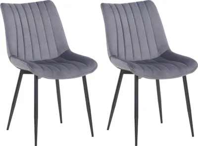 Produktbild von In And OutdoorMatch Esszimmerstuhl Laurie – Grau – 2er-Set – Esszimmerstuhl – Samt – Hochwertige Polsterung – Stilvoller Stuhl – Moderner Esszimmerstuhl – Dekorative Optik