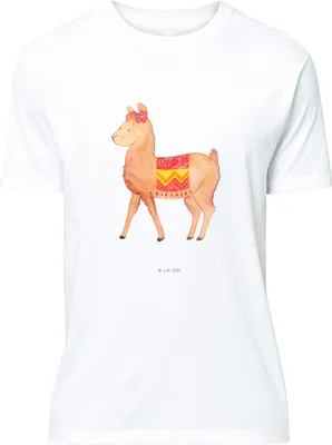 Produktbild von Mr. & Mrs. Panda S T-Shirt Alpaka Stolz - Weiß - Geschenk, Lama, mit Spruch, Rundhals, Tshirt, oberteil