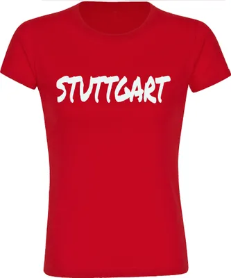 Produktbild von multifanshop Damen T-Shirt - Stuttgart - Textmarker, rot, Größe XXL