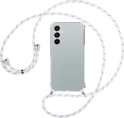 Produktbild von Handykette Backcover-Schutzhülle mit Band (Metall silberfarben) für Samsung Galaxy A54 5G (6.4'') - weiß/grau