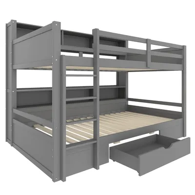 Produktbild von Etagenbett mit 2 Schlafgelegenheiten und Lattenrost, 90x200 cm, Kinderbett, Jugendbett, Kiefer
