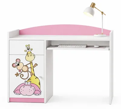 Immagine prodotto di Scrivania per ragazze in rosa | Scrivania per PC con cassetto estraibile | Postazione di studio moderna per i compiti e la didattica a distanza | Mobili per ragazzi