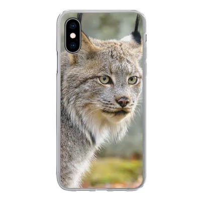 Produktbild von MuchoWow® Handyhülle Schutzhülle Hülle für iPhone X Luchs - Wald - Grau Silikon Softcase Handy Hülle - Handyhülle