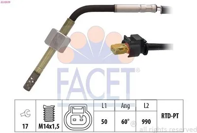 Produktbild von FACET 22.0229 Abgastemperatursensor passend für MERCEDES-BENZ B-Klasse (W246, W242) M14x1,5