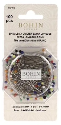 Produktbild von Schachtel mit 100 extra langen Bohin-Steppnadeln