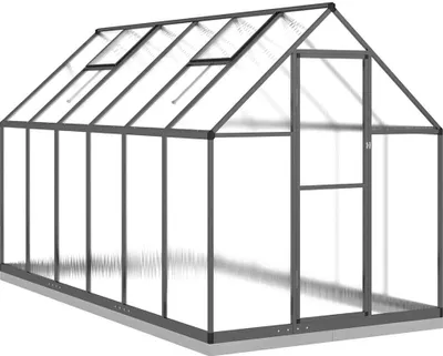 Productafbeelding van vidaXL Kas met funderingsframe, antraciet, 334x169x202 cm, aluminium