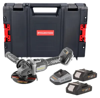 Produktbild von Procraft Industrial AG125Bbb Akku Winkelschleifer 20 V 125 mm Brushless + 2x Akku 2,0 Ah + Ladegerät + RHINO Toolcase