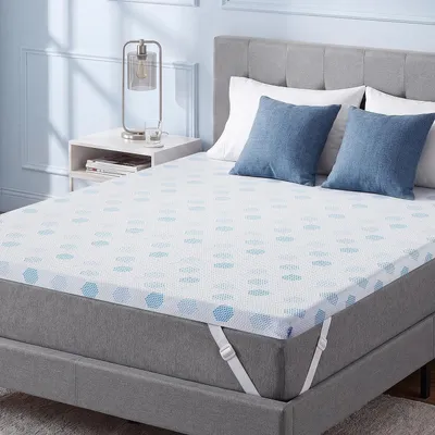 Zdjęcie produktu dla Materac topper o wymiarach 180x200 cm, 7 cm, wykonany z pianki żelowej z pamięcią kształtu, oddychająca
