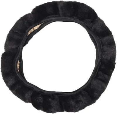 Plüsch Lenkradbezug 38 cm Schwarz - Universelles Auto Winterzubehör