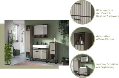 Produktbild von Bagno Hochschrank Bad 1 Tür 2 Fächer hellgrau, cremefarben.