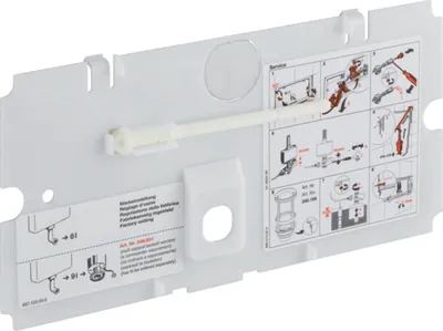 An instructional diagram showing how to install a Geberit concealed cistern protection plate.