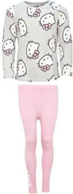 Produktbild von Hello Kitty Kinder Mädchen Schlafanzug Set – Rosa & Grau – Grau / 122