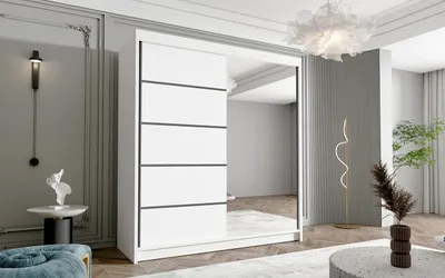 Obrázek produktu pro Dvoudveřová skříň se zrcadlem NICA - šířka 180 cm, bílá