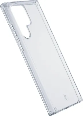 A clear phone case is shown against a white background.
